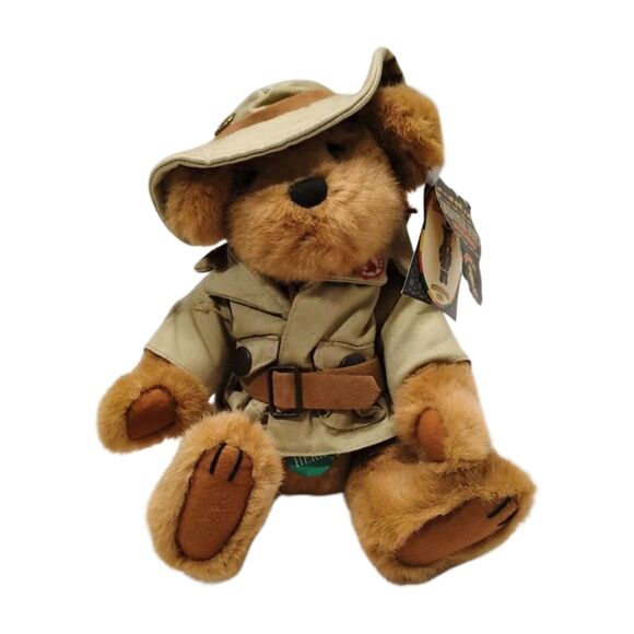 Jungle Joe Talking Brown Teddy Bear Plush Vintage Safari Friends 8" 1998 Hat - Picture 1 of 7